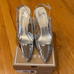 NWB Dolce Vita Kim Silver Stella Slingback Heels